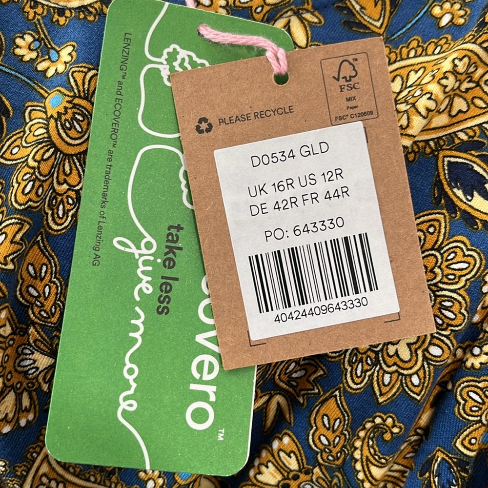 BODEN Short Sleeve Paisley Print Dress, Size 12, NWT - Picture 11 of 15